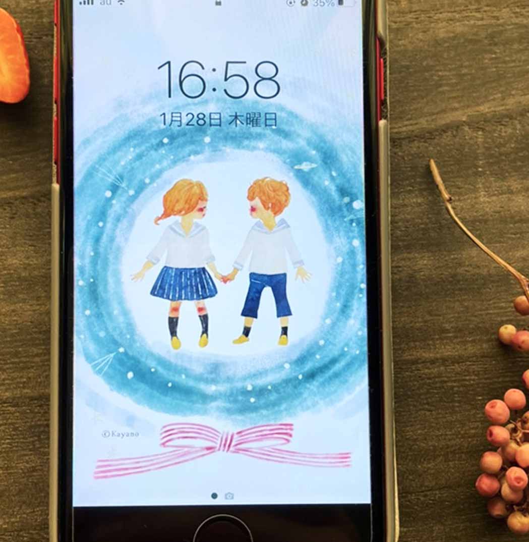 告知いろいろ お茶 スマホ待受画面イラスト 絵画 イラスト 絵本 銅版画 しずくあつめ舎 佳矢乃 Kayano