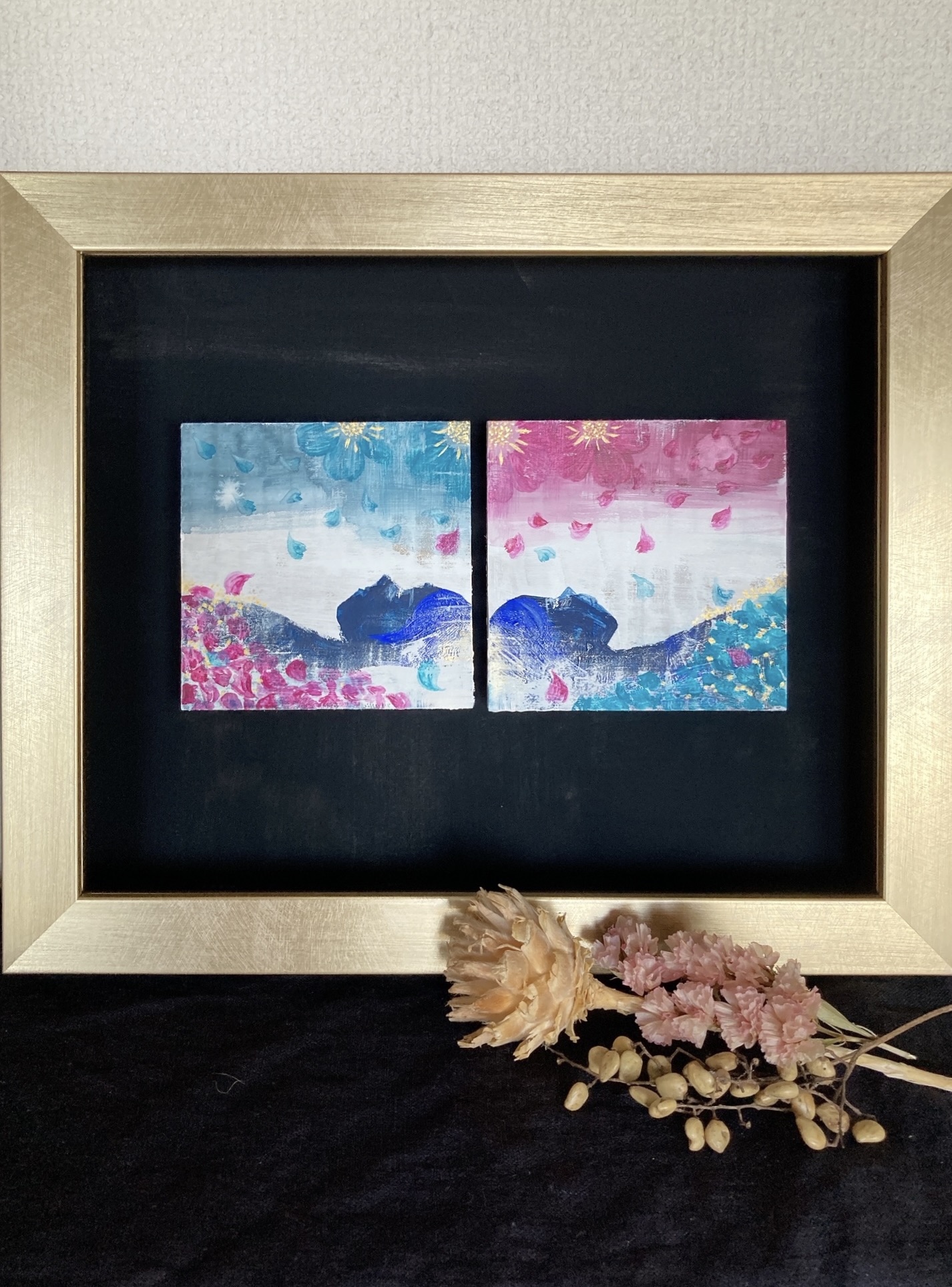 絵画「しずくふたつ 064 開花」一点もの・深いご縁を感じる方へ